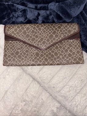 Nina Ricci Designer-Inspired Brown Patterned Envelope Clutch